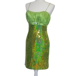 Lime Green Sequin Mini Dress sz8